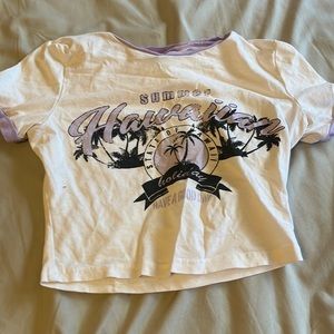 SHEIN Letter And Print Ringer Crop Tee